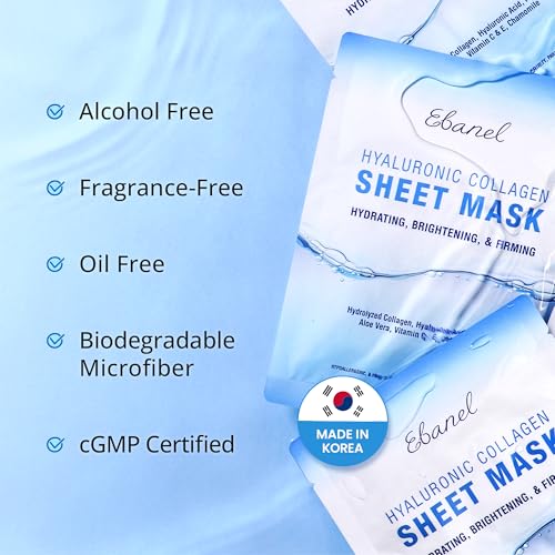 Ebanel 10-Pack Collagen Face Mask Sheet - Hydrating & Anti-Aging