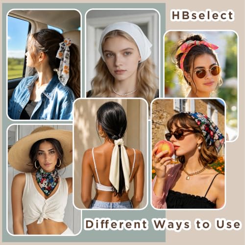 HBselect 4PCS Triangle Bandanas for Women - Black, Beige, Green, Brown