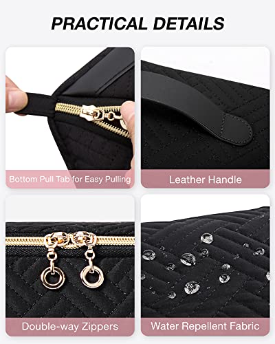 BAGSMART Medium Black Makeup Bag - Water-Resistant Travel Pouch