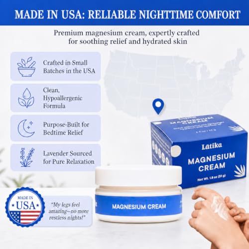 Latika Magnesium Cream – Nighttime Muscle Relaxation Cream, 2 oz
