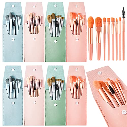 Travel Makeup Brush Set with Bag - 8 Pcs Professional Cosmetic Tools for On-the-Go