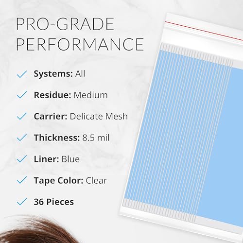 Walker Tape Lace Front Support Tape Strips 1" x 3", Double Sided Wig Tape for Lace Systems, Toupees, and Tape in Hair Extensions Human Hair, Hypoallergenic Hairpiece Tape for 2–3 Week Wear, 36 Pieces
