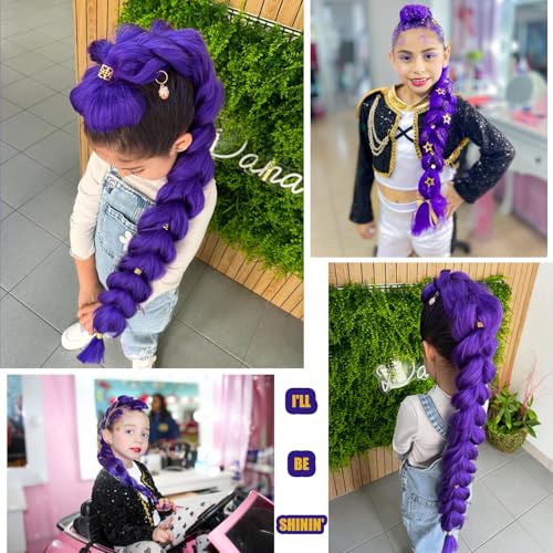 20 Inch Purple Pre-Stretched Braiding Hair Extensions - 2 Packs