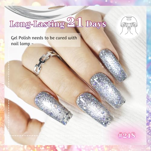 JODSONE Cat Eye Gel Nail Polish Set - 10 Holographic Colors + Base & Top Coat