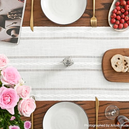 Rustic Cotton Linen Table Runner 13x72 for Dining Decor