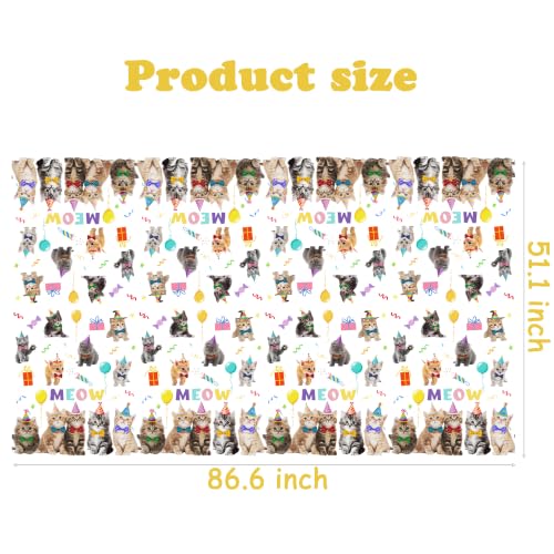 Cat Birthday Tablecloth Set - 2 Disposable Covers for Kids' Parties