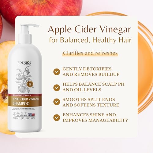 Edenika Botanicals Apple Cider Vinegar Shampoo - 16 fl oz, Detoxifying & pH Balancing