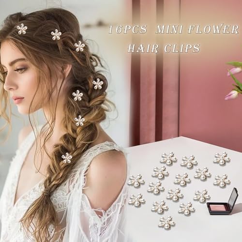 Mini Pearl Claw Clips - 10 Pack, Flower Design Hair Accessories