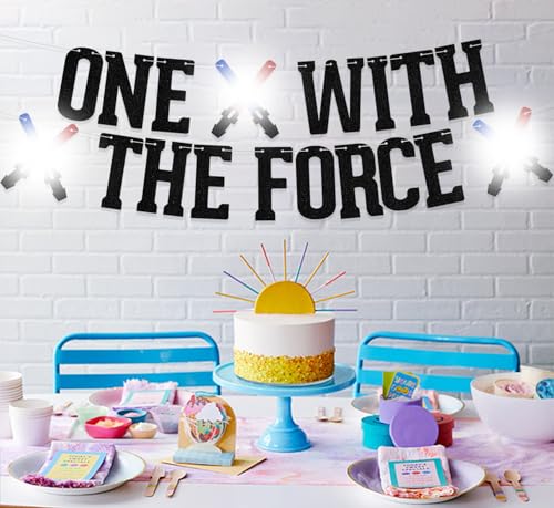 One With The Force Birthday Banner - Holographic Glitter Decor