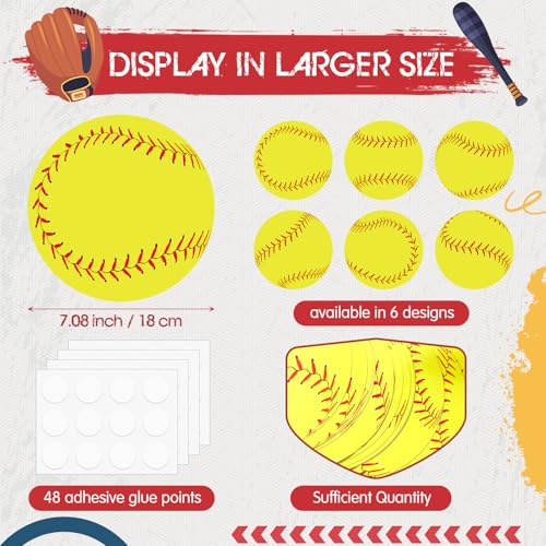 TaoBary 24 Pack Softball Cutouts for Sports Party Decor