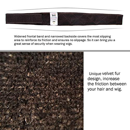 GEXWORLDWIDE Wig Grip Band for Hair, Adjustable Velvet Headband, Dark Brown