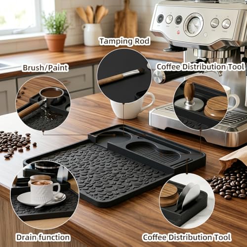 Silicone Espresso Tamping Mat - Non-Slip Coffee Tamper Station, 10" x 9.5"