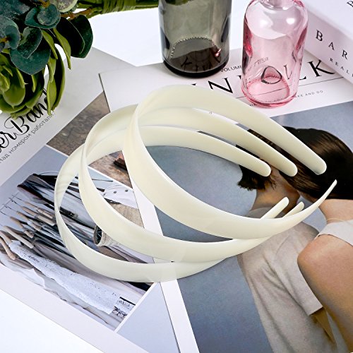 20 Pcs White Plastic Headbands for Crafts DIY Accessories Bulk 1 Inch
