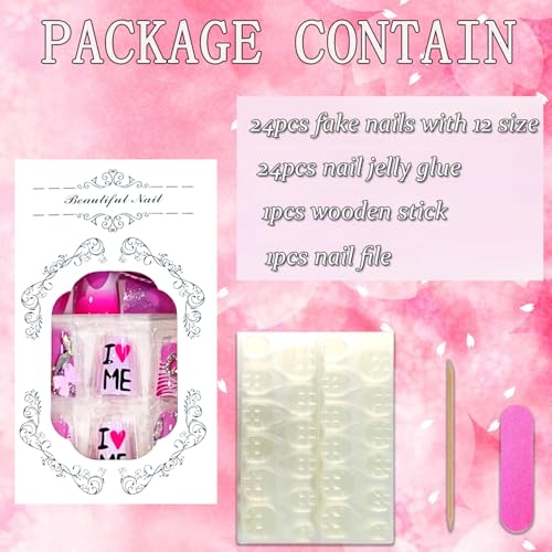 Press On Nails Duck Shaped Full Cover Acrylic Fake Nails with Charms & Designs - Medium, Glittery, for Women & Girls, Variation: Heart Bow Rhinestone & Letter