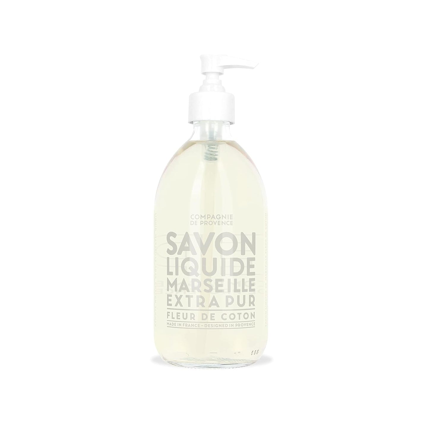 Compagnie de Provence Extra Pure Liquid Soap - Cotton Flower Scent | 16.7 Fl Oz Glass Pump Bottle