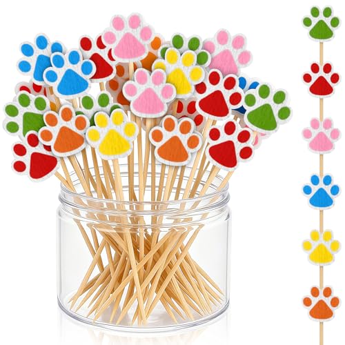 Queekay 60 Pcs Dog Paw Cocktail Picks for Appetizers & Parties