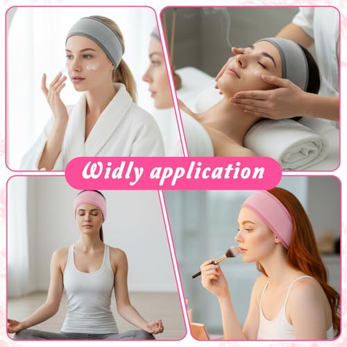 3-Pack Adjustable Facial Spa Headbands for Women - Soft Flannel Hair Wrap