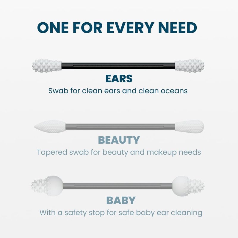 LastSwab® Reusable Cotton Swabs for Ear Cleaning - The Sustainable and Sanitary Alternative to Single-Use Q Tips - Zero Waste and Easy to Clean - Comes with a Convenient Travel Case Holder - Black