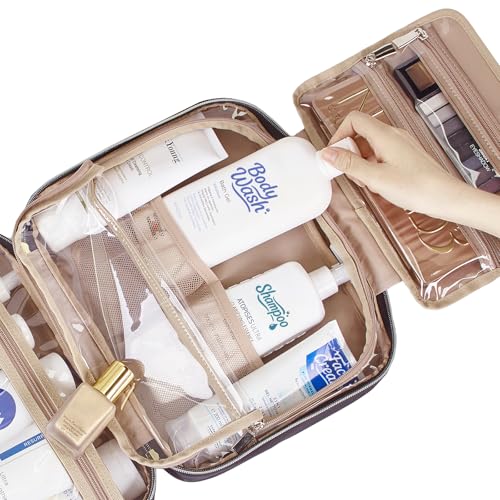 NISHEL Large Hanging Travel Toiletry Bag - Portable Makeup Organizer, Black