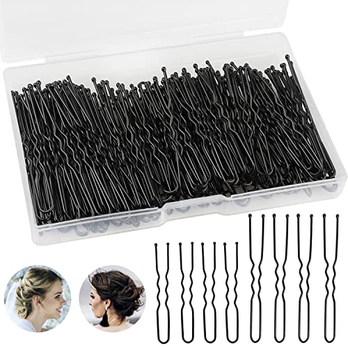 WSICSE 200Pcs U-Shaped Bobby Pins 2.0/2.4 Inch Black Hair Pins Kit