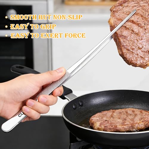 12-Inch Stainless Steel Kitchen Tongs with Serrated Tips