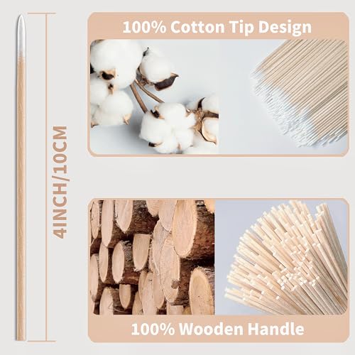 600PCS Pointed Cotton Swabs - 4 Inch Precision Applicators for Makeup & Cleaning