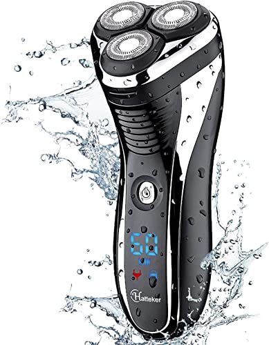 Hatteker 3D Rotary Electric Shaver, Waterproof Cordless Razor with Trimmer