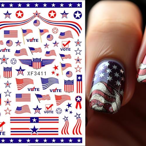 4th of July Nail Stickers - 8 Sheets Independence Day Designs