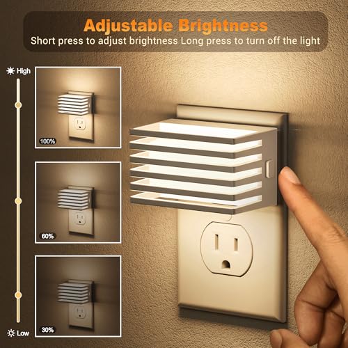 JandCase Dimmable LED Night Light with Dusk to Dawn Sensor | 2 Pack