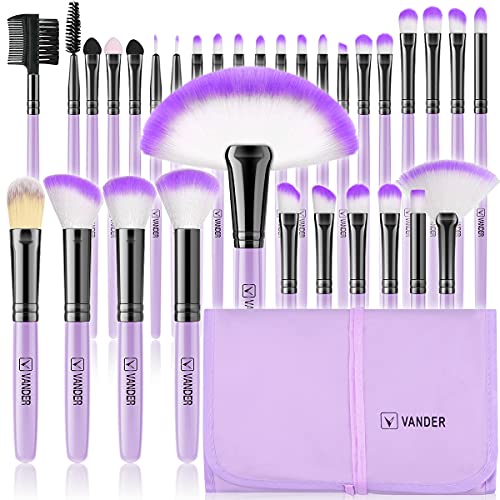 VANDER Purple 32-Piece Makeup Brush Set - Professional Cosmetic Brushes