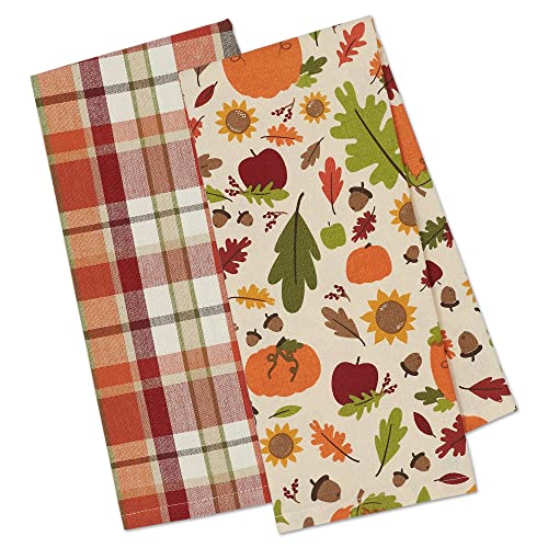 DII Pumpkin Spice Fall Dish Towel Set - 2 Cotton Towels, 18x28