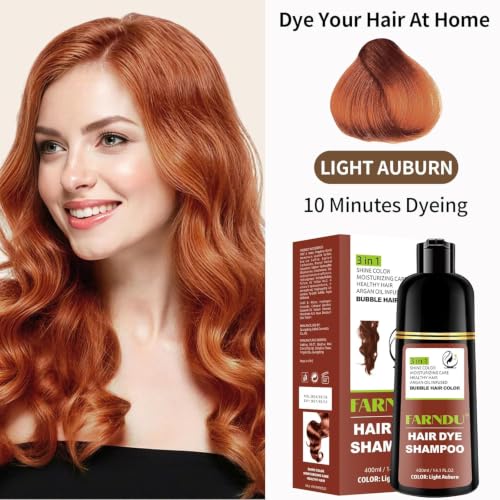 Farndu 3-in-1 Auburn Hair Dye Shampoo - Herbal Copper Brown Gray Coverage