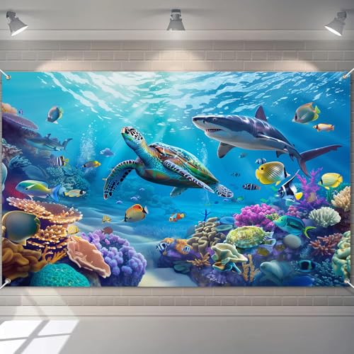 BlissYard Underwater World Banner | Marine Life Backdrop 71x43
