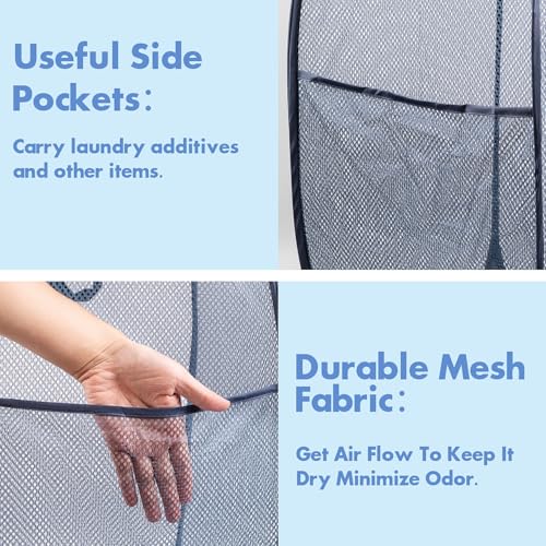 DUCOO 70L Pop Up Laundry Hamper - Collapsible Mesh Basket, 2-Pack