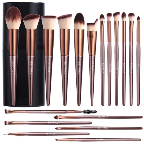 BS-MALL 18 PCS C-Brown Makeup Brush Set for Flawless Application
