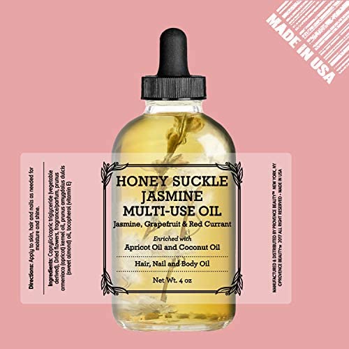 Beaute de Provence Honey Suckle Jasmine Multi-Use Face, Body & Hair Oil – Hydrates & Nourishes Skin, Nails, & Hair – 4 Fl Oz