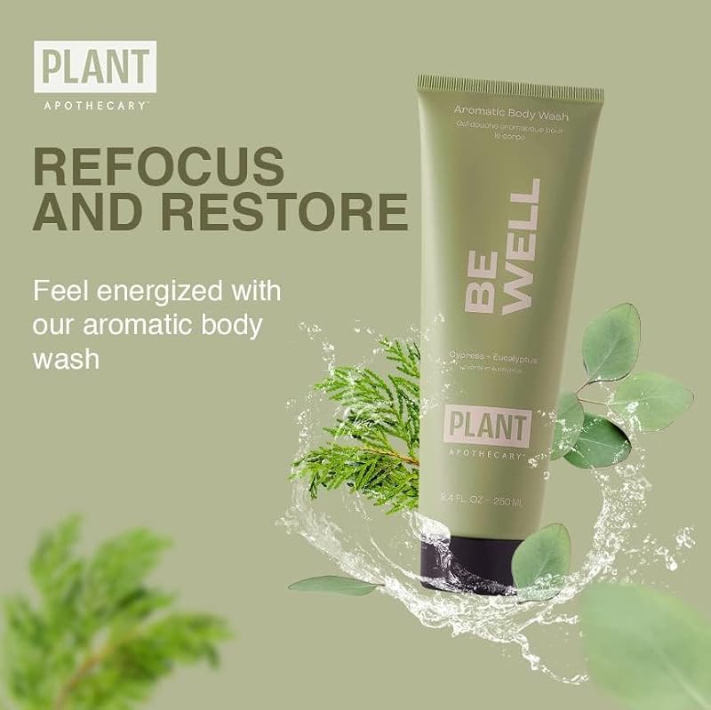 Plant Apothecary Be Well Sulfate-Free Body Wash - Moisturizing Shower Gel with Essential Oils & Vitamin E, B5 - 8.4 fl oz