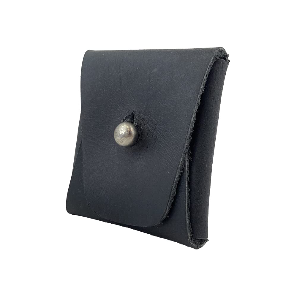 Hide & Drink, Leather Minimalist Coin Pouch, EarPods Case, SD Card Holder, Wallet and Cash Organizer, Handmade Includes 101 Year Warranty (Charcoal Black)