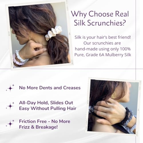Mulberry Silk Scrunchies 3 Pack - Small Sand Color