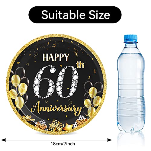 60th Wedding Anniversary Paper Plates - 48 Disposable Dessert Plates