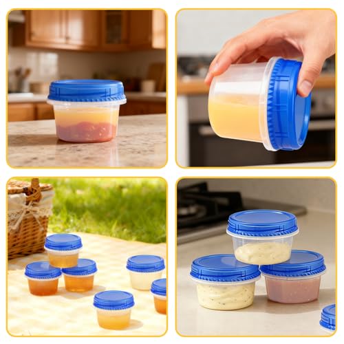 12-Pack Stackable 6 Oz Freezer Containers with Screw-On Lids