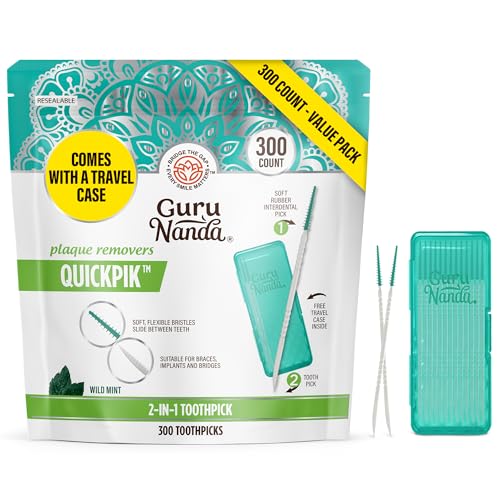 GuruNanda 2-in-1 QuickPik Toothpick & Interdental Pick, 300 Ct