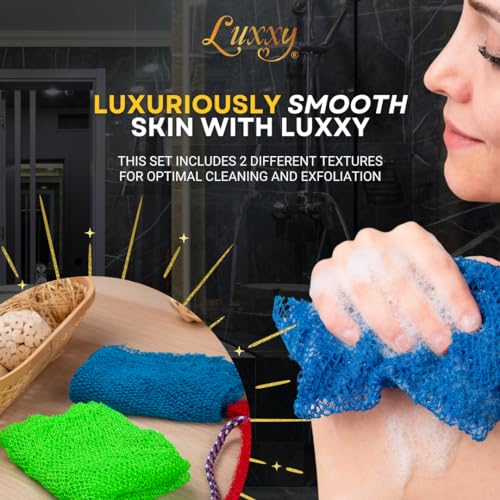 Luxxy® African Exfoliating Net Set - 3 Pack (Black, Brown, White) for Smooth Skin