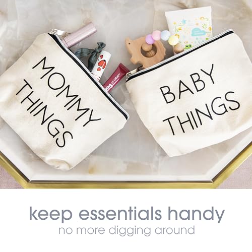 Pearhead Mommy and Baby Canvas Zipper Pouch Set - 2 Organizers
