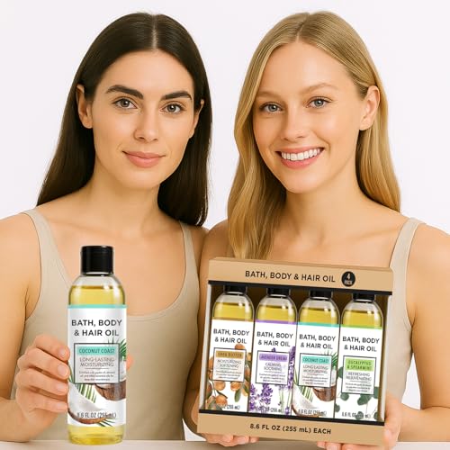 Autumn Shower Scented Bath & Body Oil Set, Moisturizing Skin Care Gift Pack