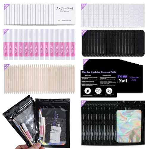 Uyolaxed Disposable Nail Supplies Kits - Black, 350pcs, 50 Sets