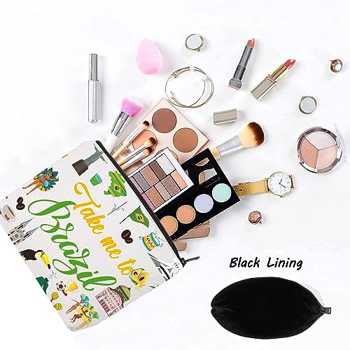 Take Me To Brazil Cosmetic Bag - Travel Zipper Pouch for Souvenirs