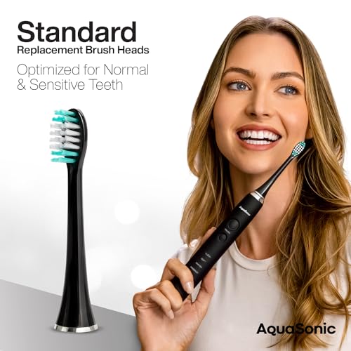 AquaSonic Replacement Brush Heads - 8 Pack Black, ADA Accepted