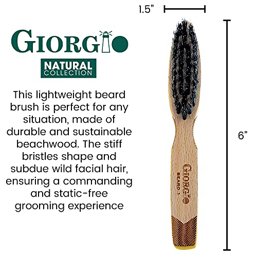 Giorgio G87IVY 2.5 Inch Ivory Men's Folding Pocket Comb with Beard Brush - Travel Grooming Set (1 Pack - GIVY87/GBRD1)
