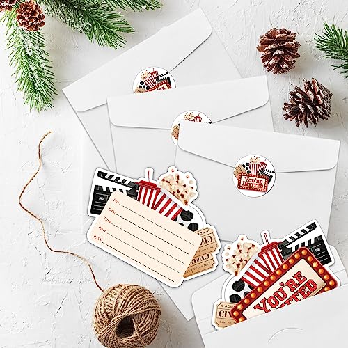 Movie Party Invitations Set of 15 with Envelopes & Stickers
